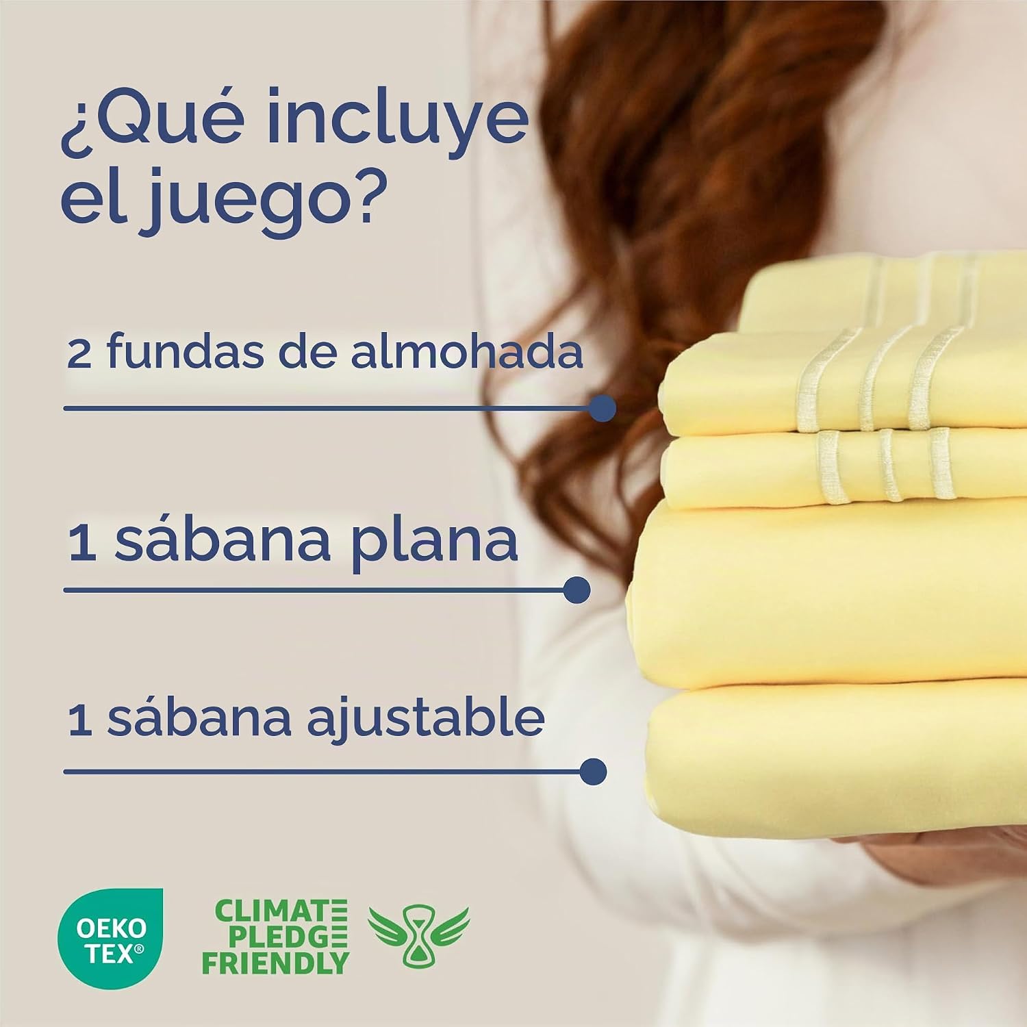 JUEGO DE SÁBANAS KING SIZE 4 PIEZAS CGK UNLIMITED AMARILLO - 2