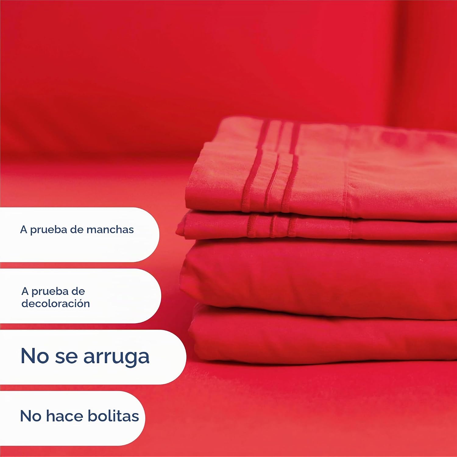 JUEGO DE SÁBANAS KING SIZE 4 PIEZAS MICROFIBRA ROJO - 5