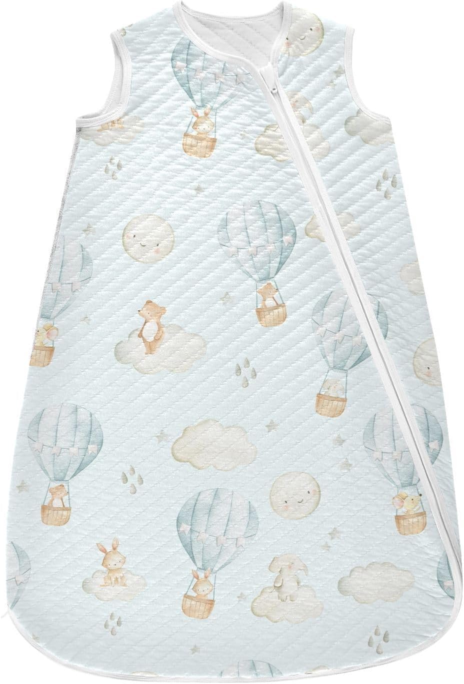 SACO DE DORMIR PARA BEBÉ VVFELIXL GLOBOS AEROSTÁTICOS CONEJOS RATONES CIERRE DOBLE TALLA M - 1
