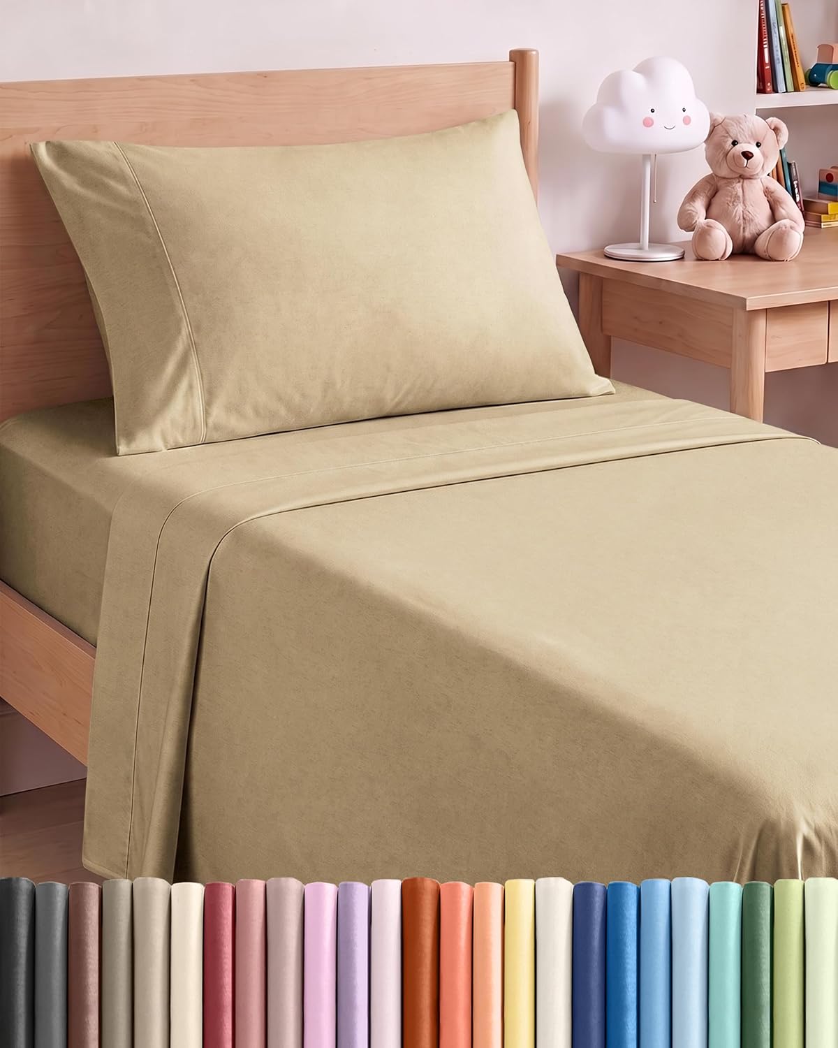 JUEGO DE SÁBANAS TWIN XL 3 PIEZAS MICROFIBRA BEIGE - 1
