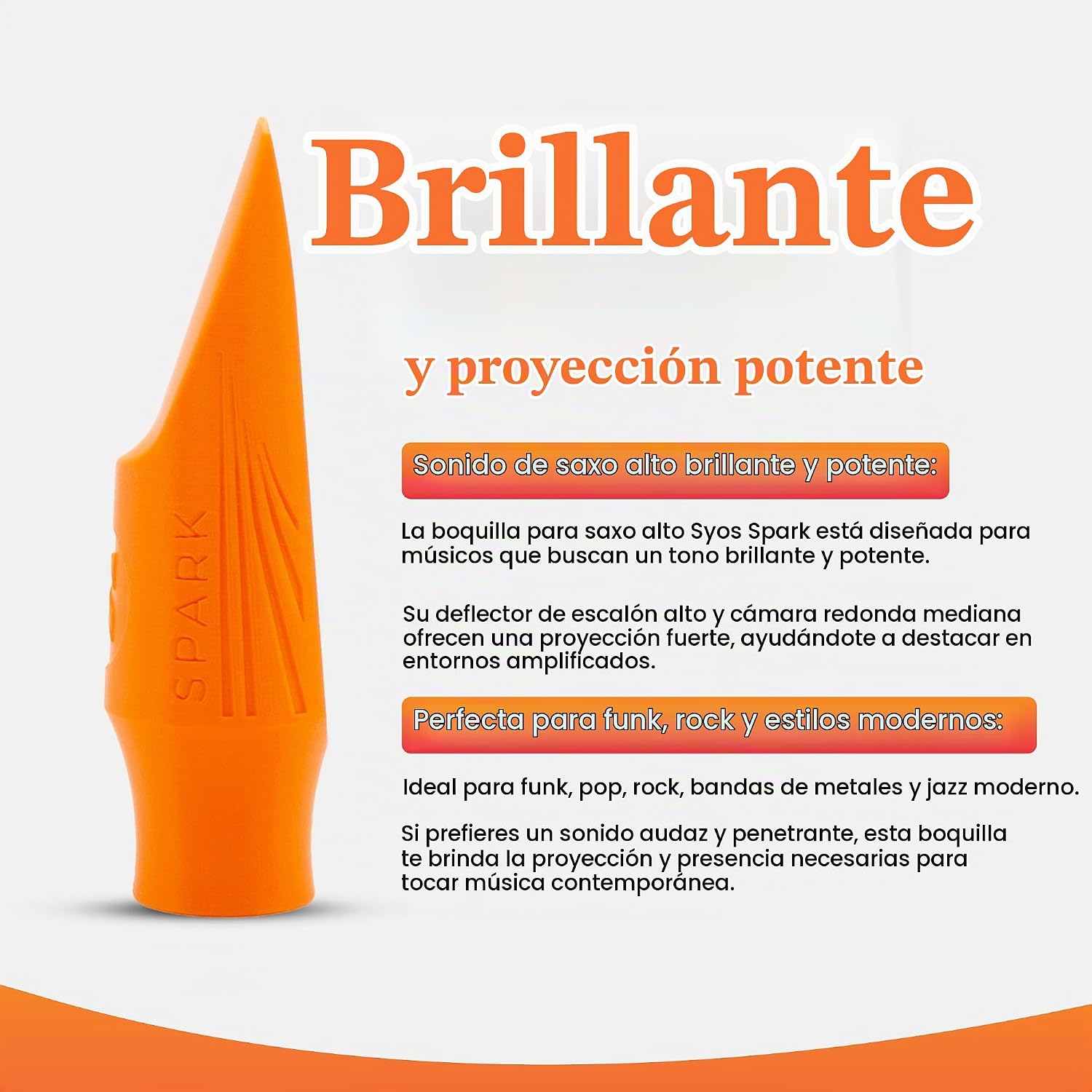 BOQUILLA DE SAXO ALTO SYOS SPARK TIP 5 SONIDO BRILLANTE PARA ROCK - 4