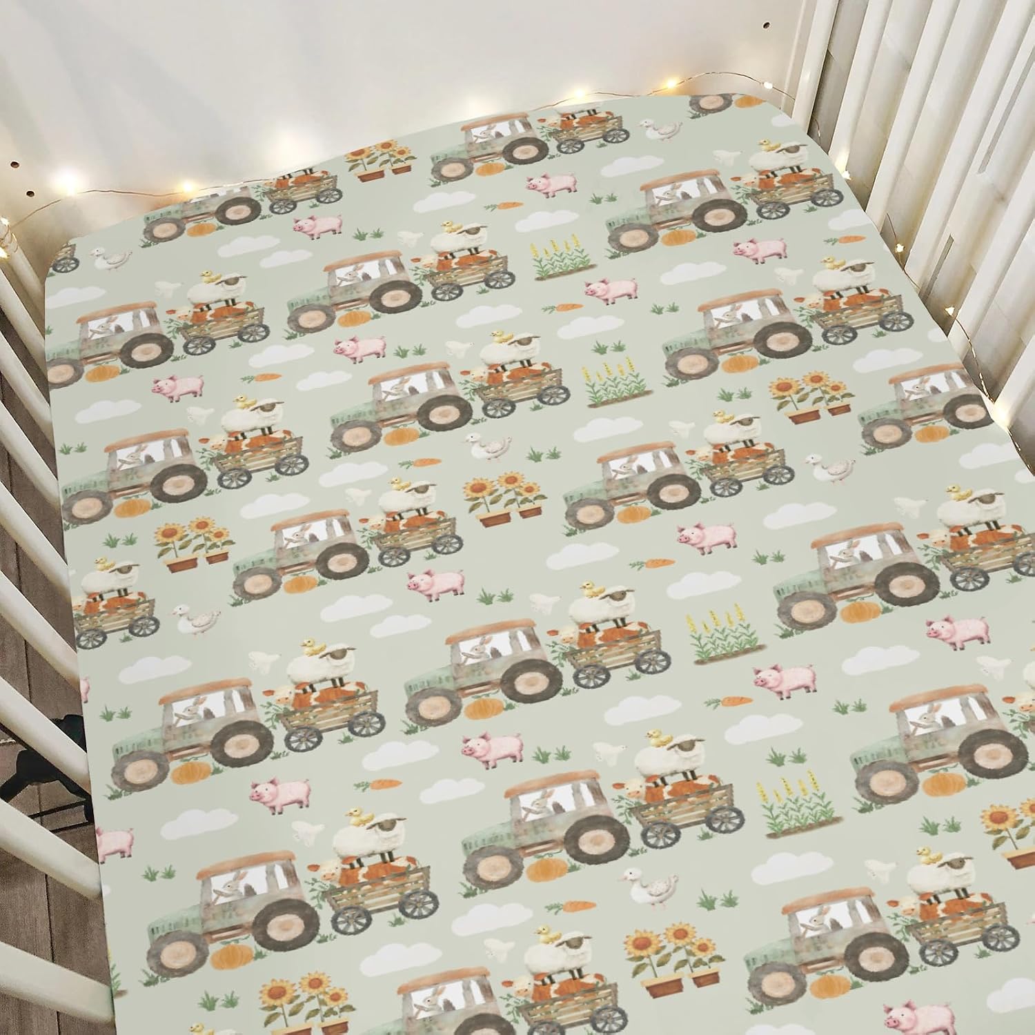 SÁBANA BAJERA PARA CUNA ZOUBQCHY ESTAMPADO GRANJA 28X52 PULGADAS - 1