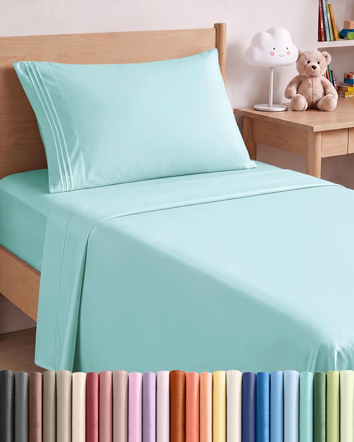 JUEGO DE SÁBANAS TWIN SIZE 3 PIEZAS MICROFIBRA AZUL SPA - 1