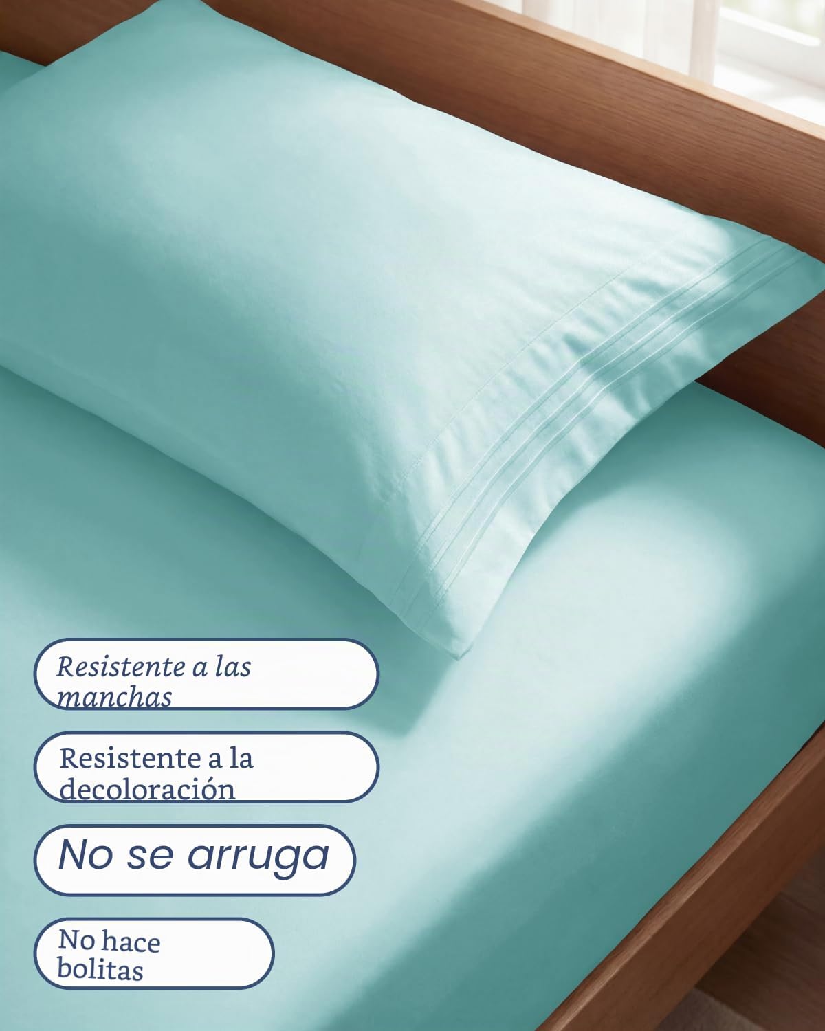 JUEGO DE SÁBANAS TWIN SIZE 3 PIEZAS MICROFIBRA AZUL SPA - 5