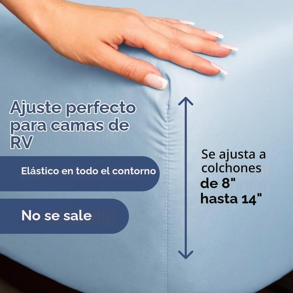 JUEGO DE SÁBANAS SHORT QUEEN 4 PIEZAS CGK UNLIMITED AZUL CLARO - 3