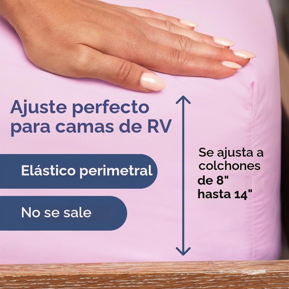 JUEGO DE SÁBANAS SHORT QUEEN 4 PIEZAS ROSA CLARO - 3