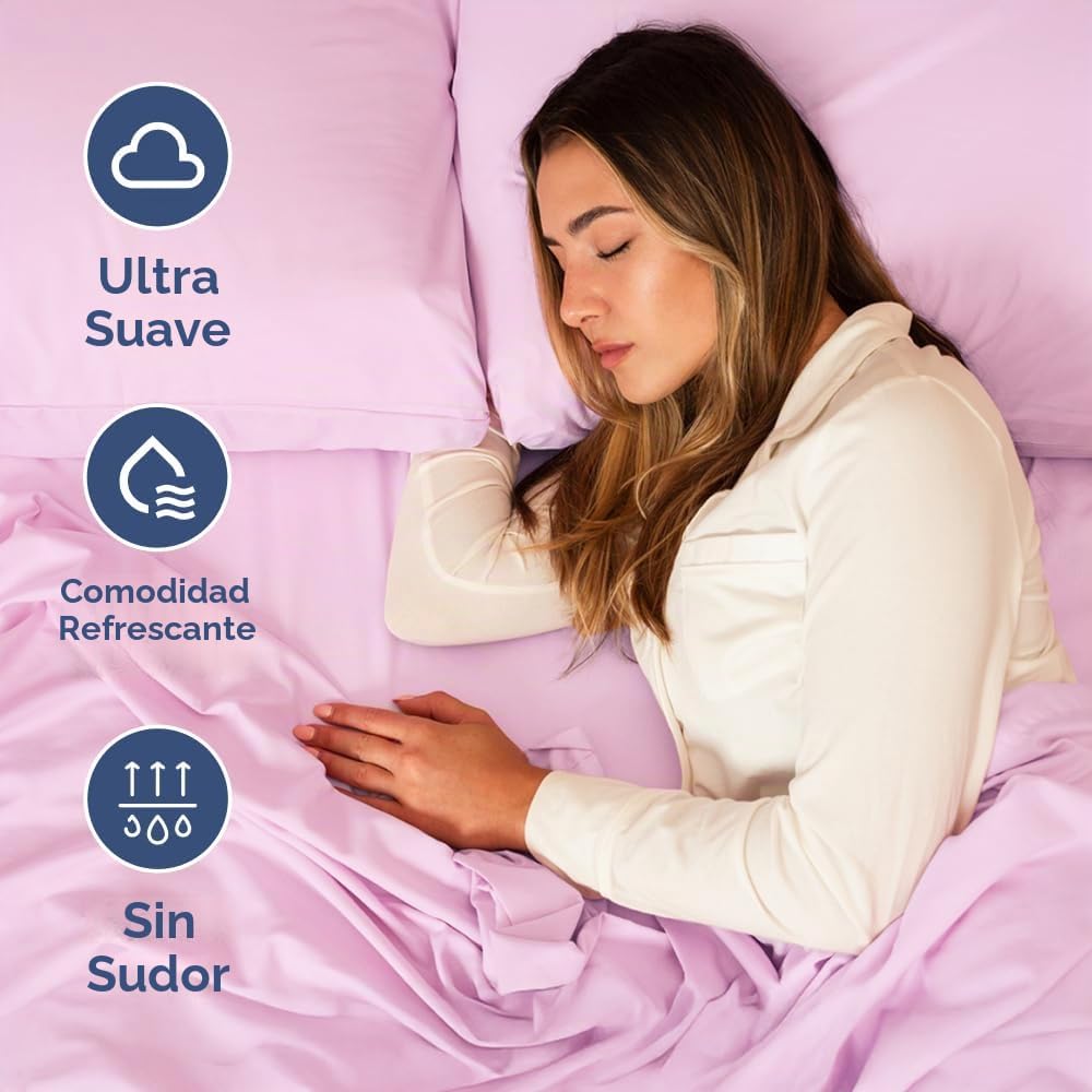 JUEGO DE SÁBANAS SHORT QUEEN 4 PIEZAS ROSA CLARO - 4