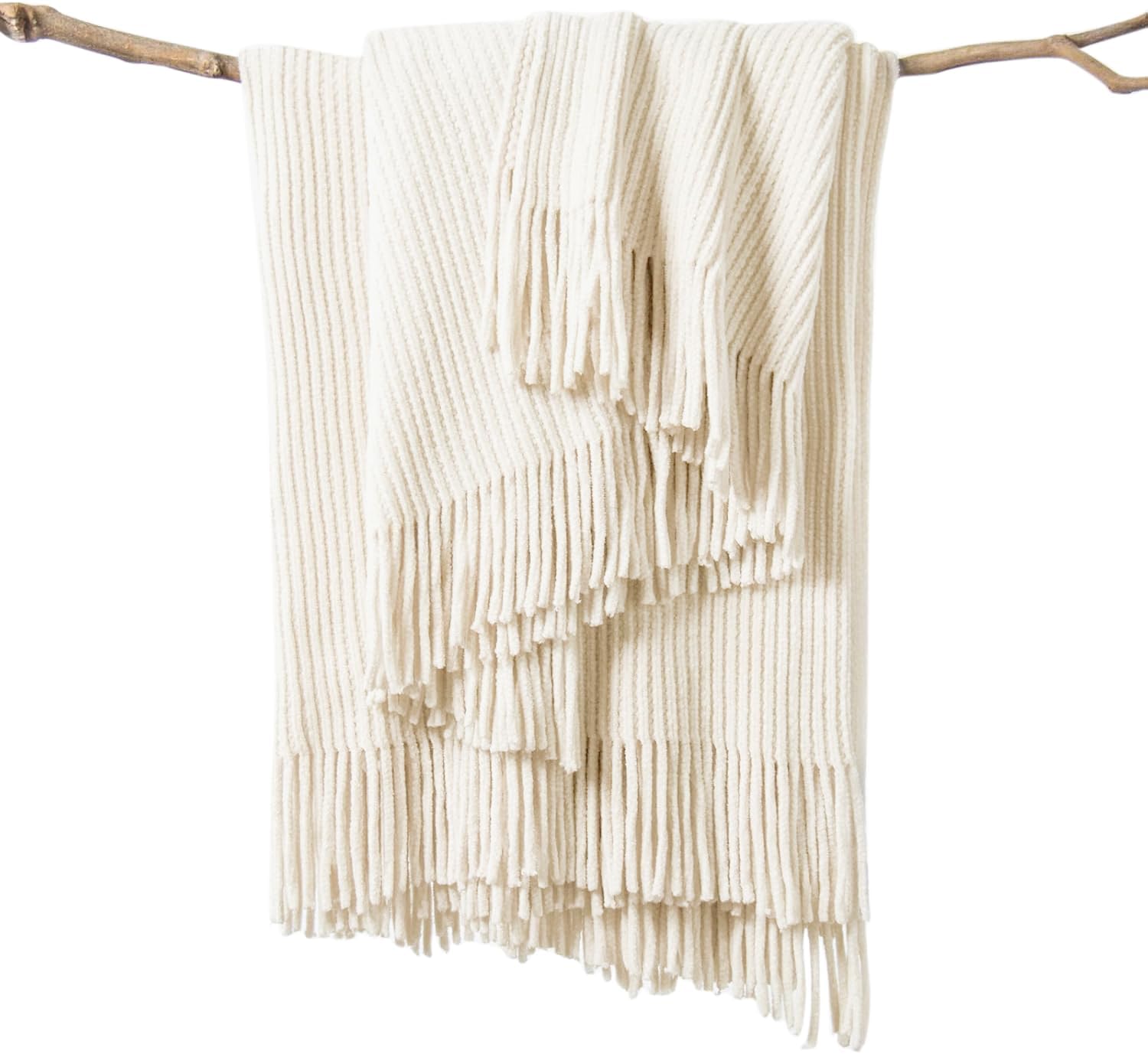 MANTA LIFEIN CHENILLE TEJIDA OFF WHITE 50 X 60 PULGADAS - 1