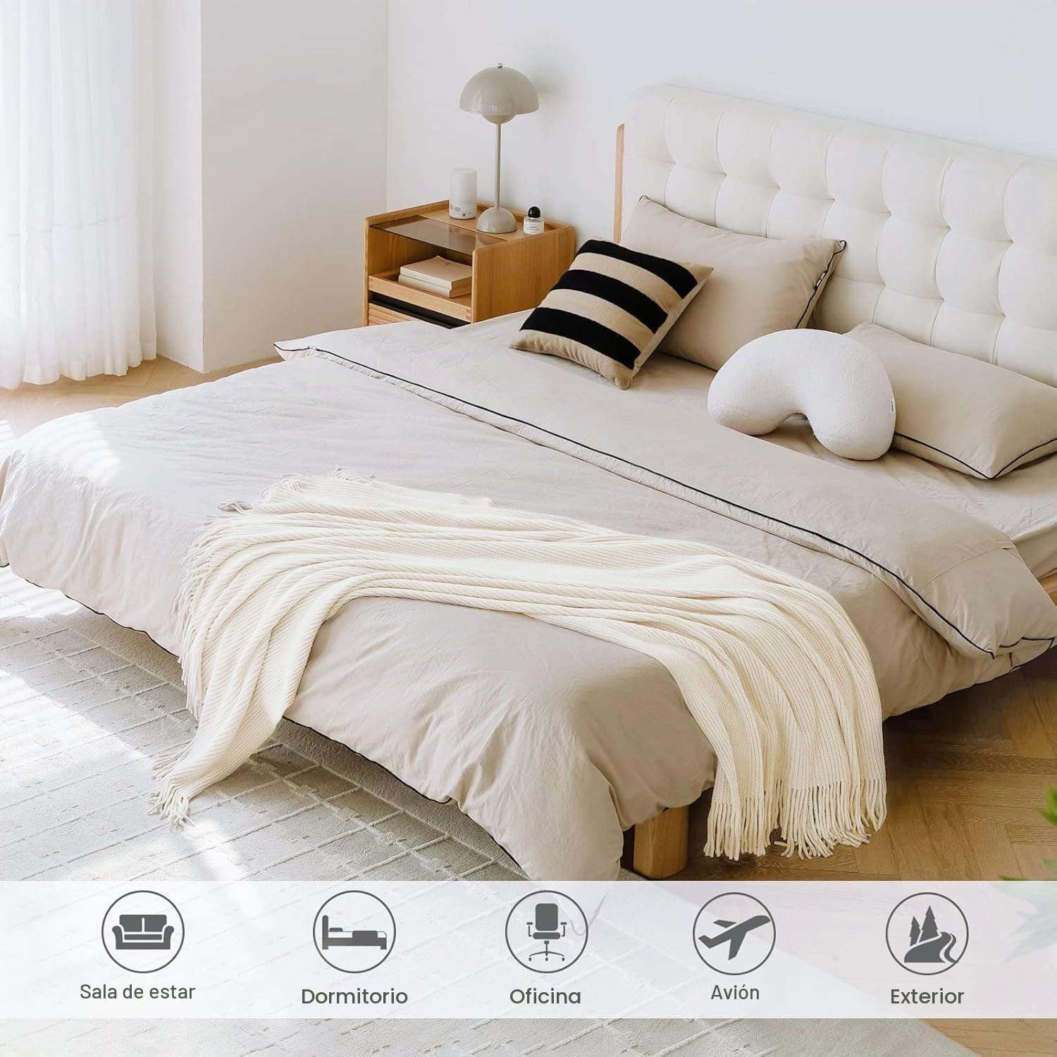 MANTA LIFEIN CHENILLE TEJIDA OFF WHITE 50 X 60 PULGADAS - 5