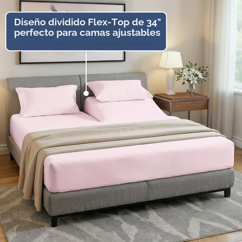 JUEGO DE SÁBANAS SPLIT KING CGK UNLIMITED 4 PIEZAS ROSA LAVANDA - 3