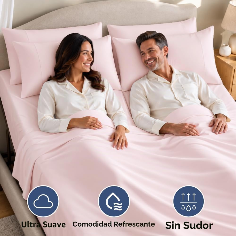 JUEGO DE SÁBANAS SPLIT KING CGK UNLIMITED 4 PIEZAS ROSA LAVANDA - 5