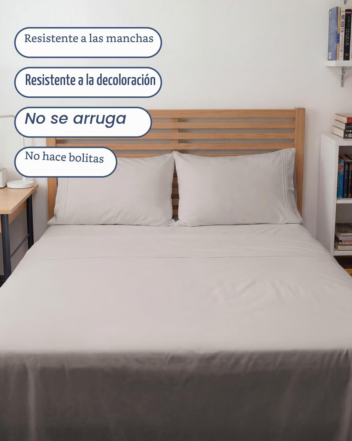 JUEGO DE SÁBANAS FULL XL 4 PIEZAS CGK UNLIMITED GRIS CLARO - 5