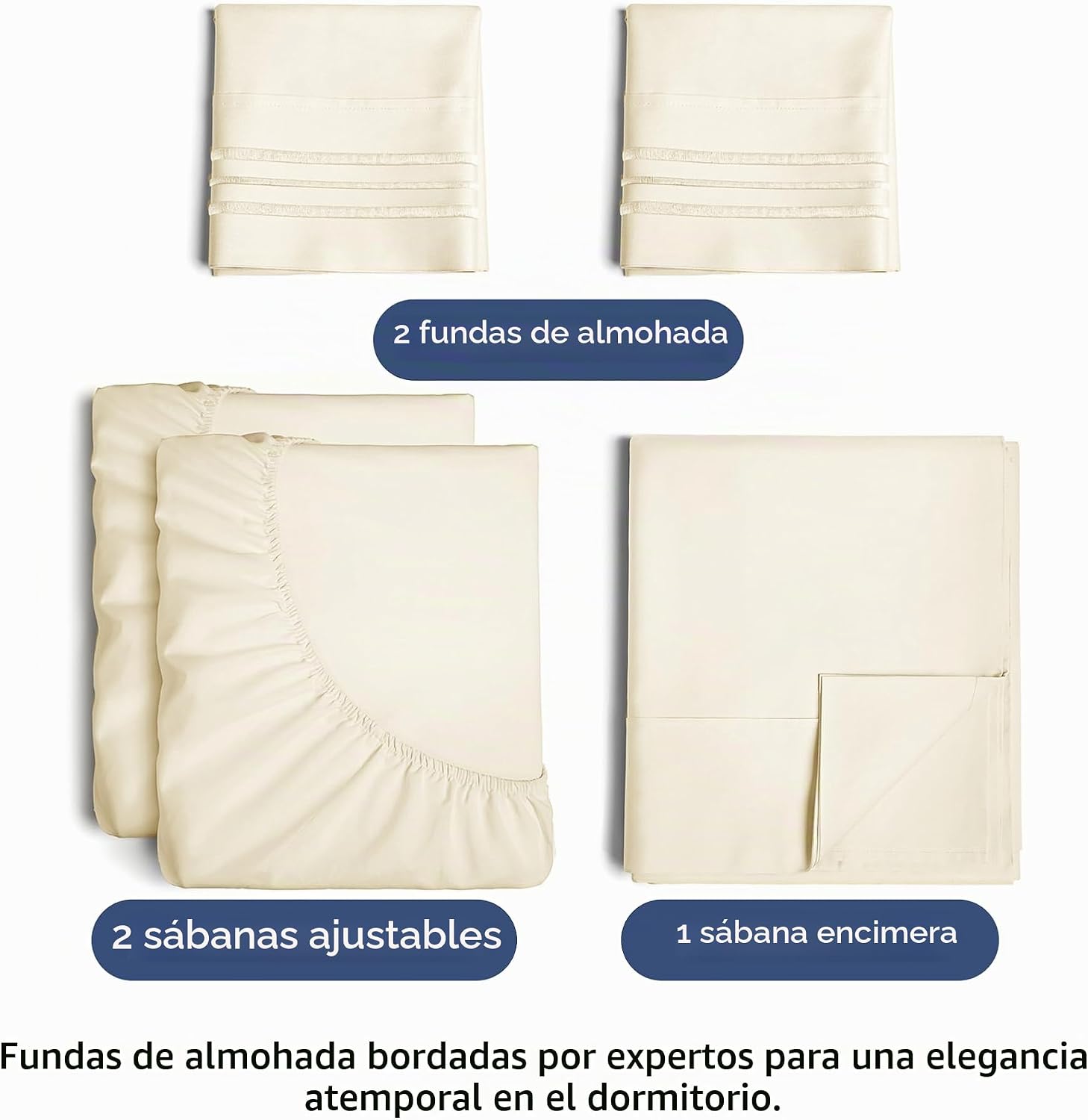 JUEGO DE SÁBANAS SPLIT KING 5 PIEZAS MICROFIBRA OFF WHITE - 2