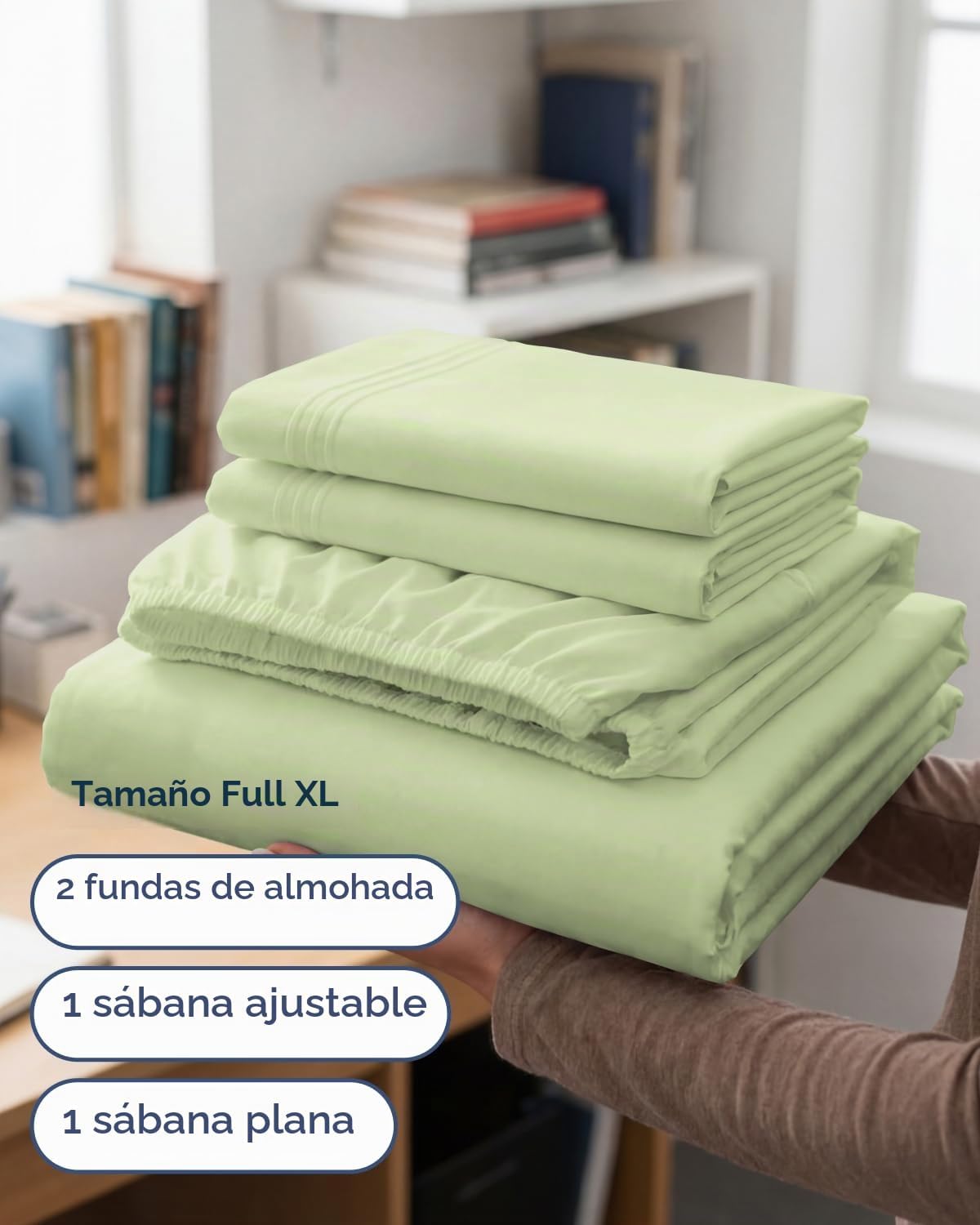 JUEGO DE SÁBANAS FULL XL 4 PIEZAS CGK UNLIMITED VERDE SALVIA - 3