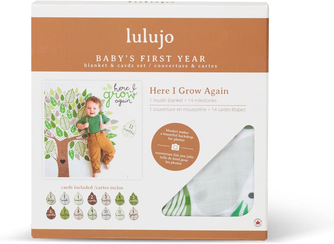 MANTA DE ALGODÓN LULUJO BABY'S FIRST YEAR MILESTONE BLANKET 40X40 PULGADAS - 4