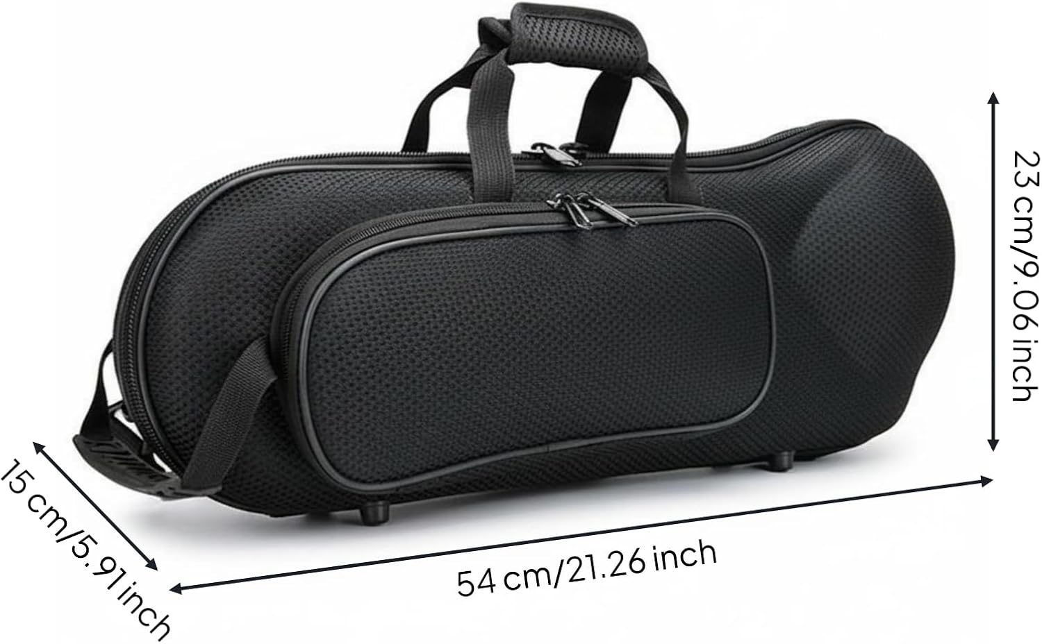 ESTUCHE PARA TROMPETA YIJU CON CORREA DE HOMBRO Y BOLSILLO EXTERIOR NEGRO - 3