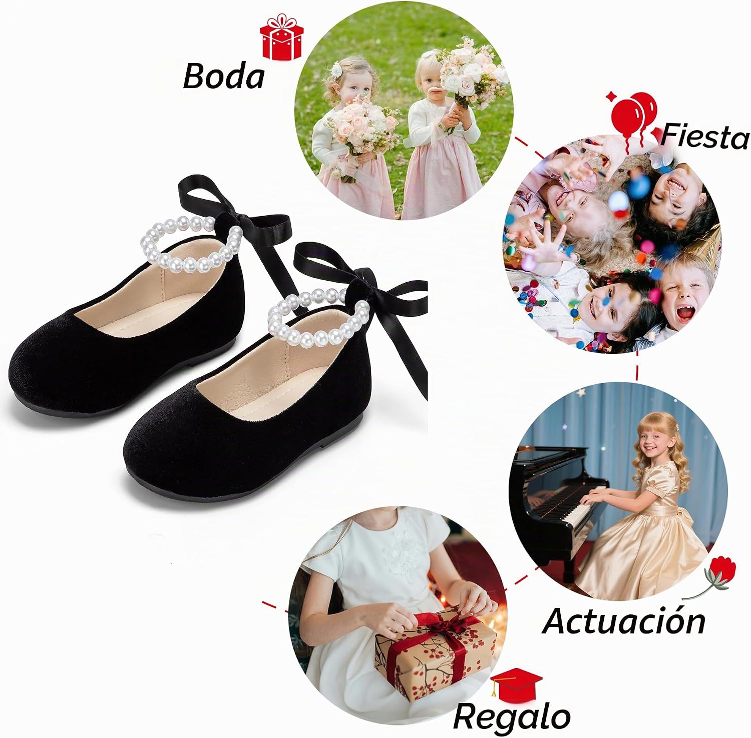 ZAPATOS PLANOS PHIRAMIN P20 TERCIOPELO NEGRO PARA NIÑA - 4