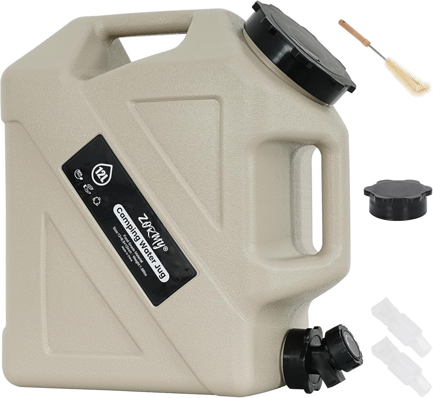 CONTENEDOR DE AGUA PARA CAMPING ZORMY 3.2 GALONES CON GRIFO GRIS - 1