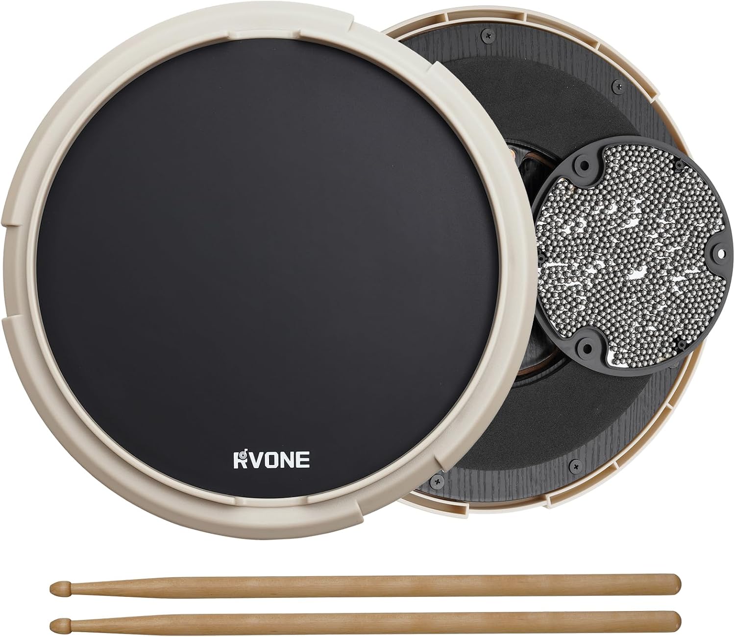 PAD DE PRÁCTICA PARA BATERÍA RVONE 12 PULGADAS BLANCO - 1
