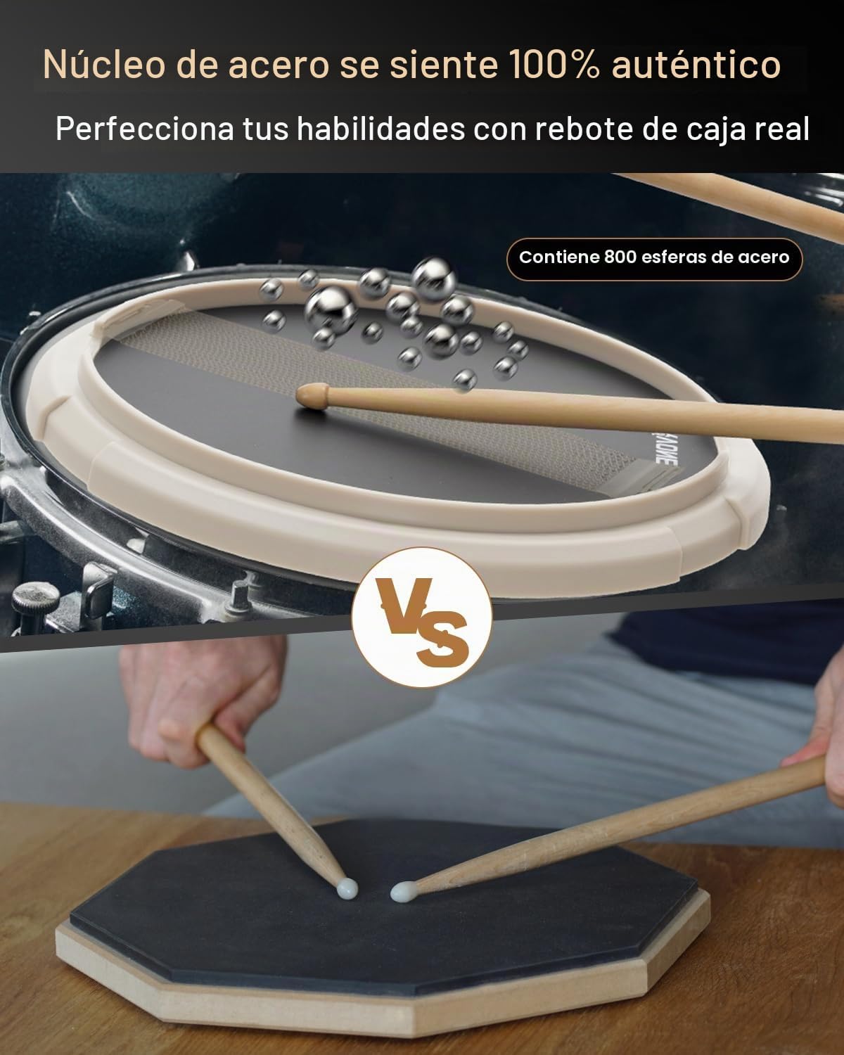 PAD DE PRÁCTICA PARA BATERÍA RVONE 12 PULGADAS BLANCO - 2