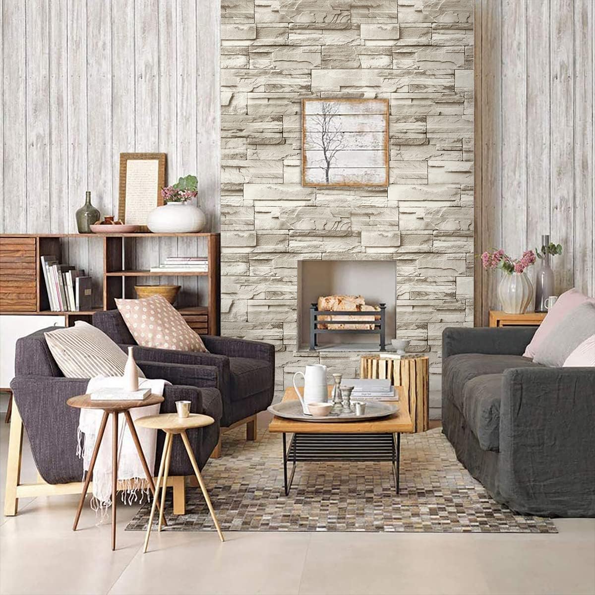 PAPEL MURAL AUTOADHESIVO JEWELUCK IMITACIÓN PIEDRA LADRILLO 17.7' X 590.5' - 5