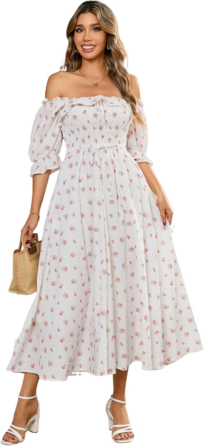 VESTIDO R.VIVIMOS MIDI FLORAL ALGODÓN 100% MANGA MEDIA - 1