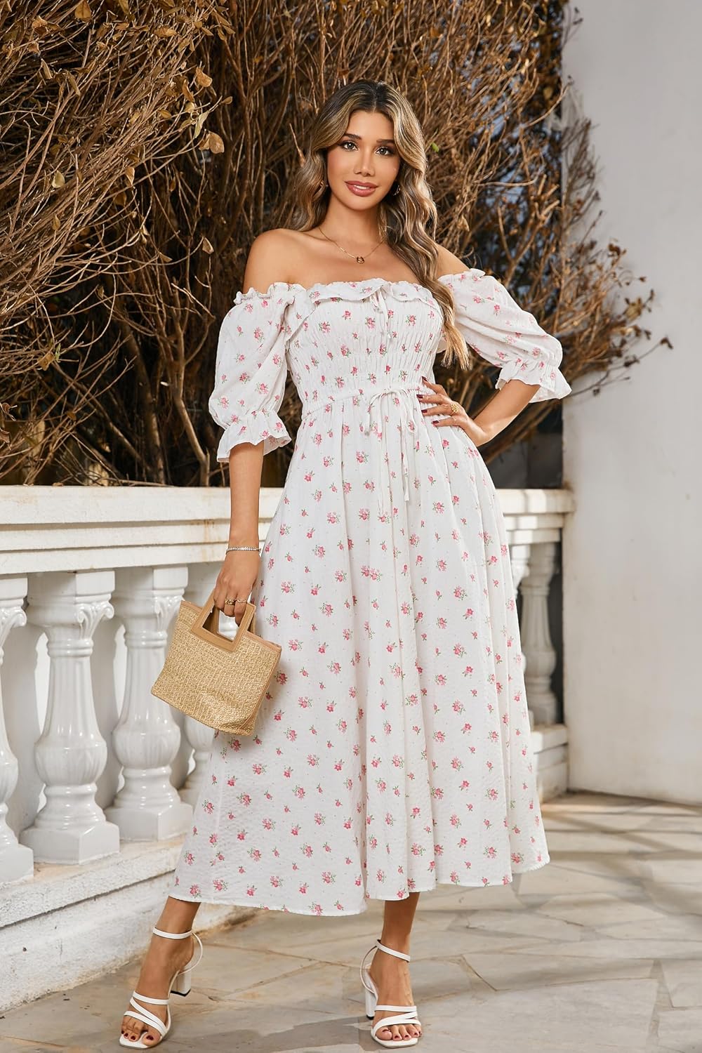 VESTIDO R.VIVIMOS MIDI FLORAL ALGODÓN 100% MANGA MEDIA - 3