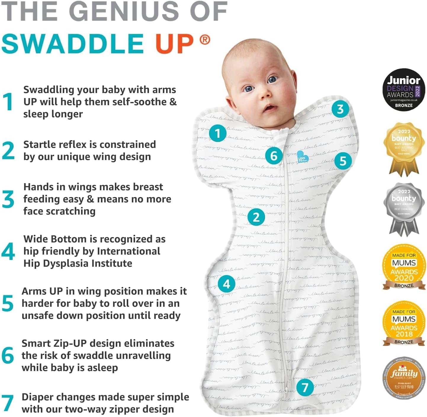 SACO DE DORMIR SWADDLE UP LOVE TO DREAM 1.0 TOG PARA BEBÉ 5-8.5 LBS DREAMER - 5