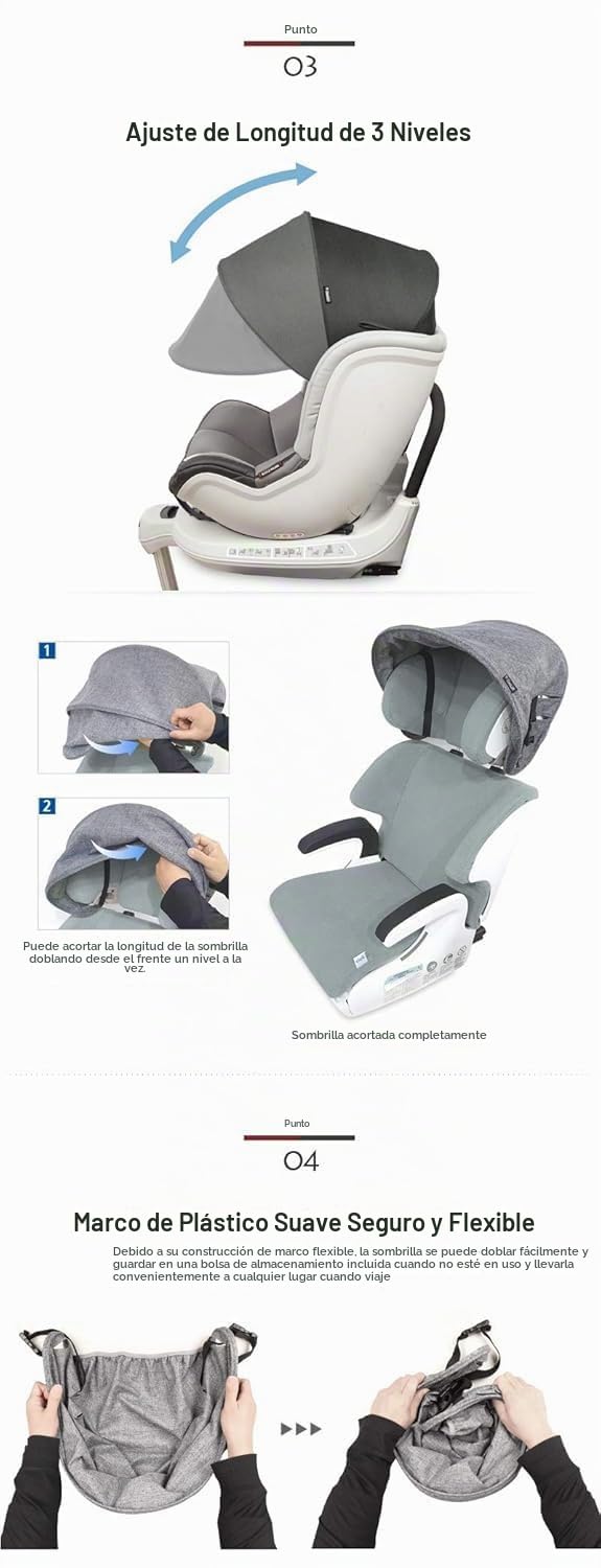 TOLDO EXTENSOR DE SOMBRILLA MANITO PARA ASIENTO DE AUTO BEIGE - 3