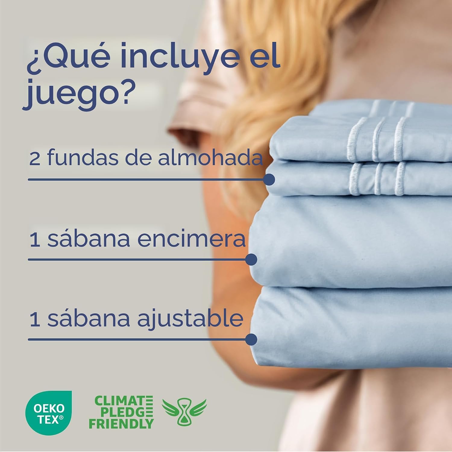 JUEGO DE SÁBANAS QUEEN 4 PIEZAS CGK UNLIMITED MICROFIBRA AZUL CIELO - 2