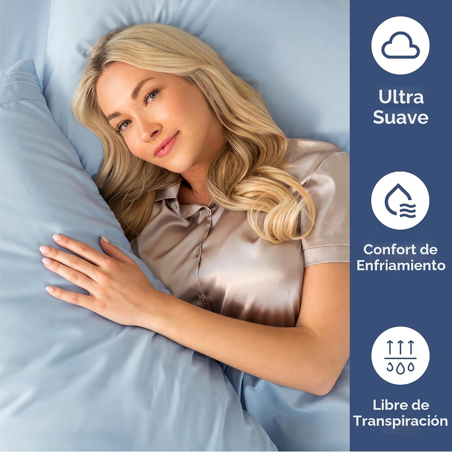 JUEGO DE SÁBANAS QUEEN 4 PIEZAS CGK UNLIMITED MICROFIBRA AZUL CIELO - 4