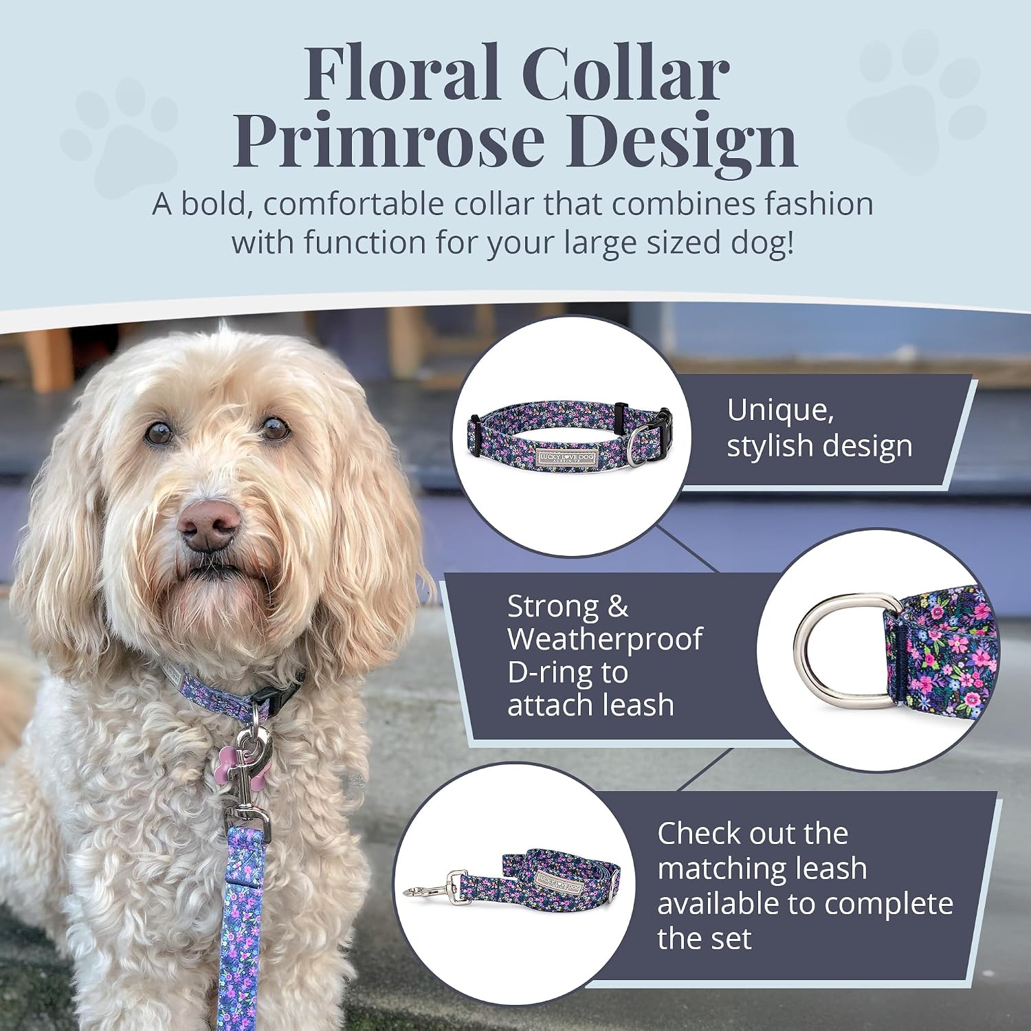 COLLAR AJUSTABLE LUCKY LOVE DOG PARA PERROS GRANDES PRIMROSE TALLA L - 2