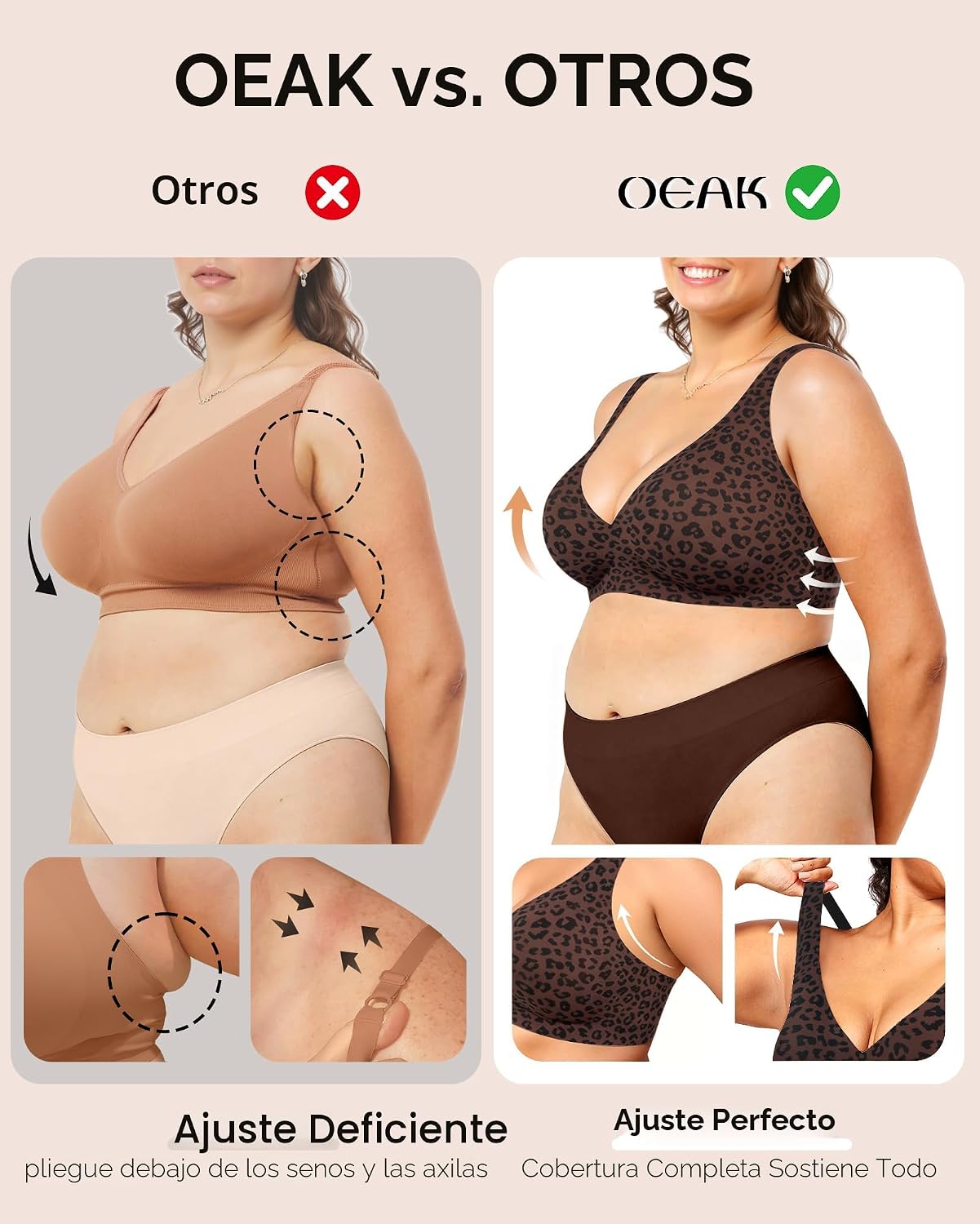 SOSTÉN OEAK JELLY WIRELESS DEEP V ESCOTADO MARRÓN LEOPARD - 4