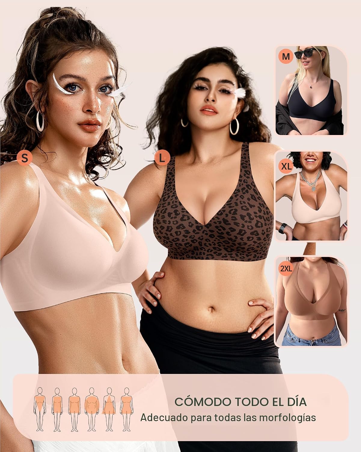 SOSTÉN OEAK JELLY WIRELESS DEEP V ESCOTADO MARRÓN LEOPARD - 5