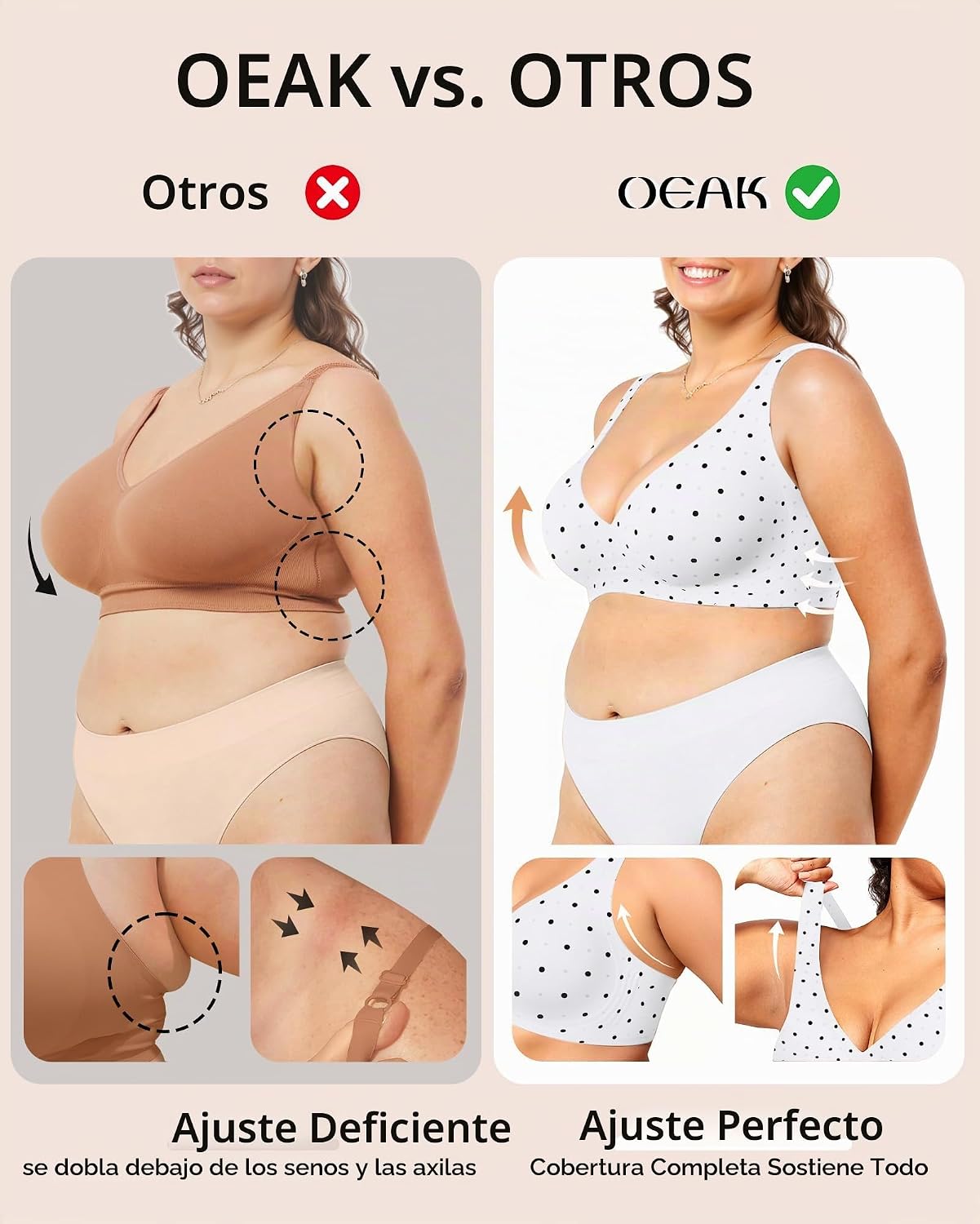 SOSTÉN OEAK JELLY SIN ARO ESCOTADO PUSH UP BLANCO CON LUNARES - 4