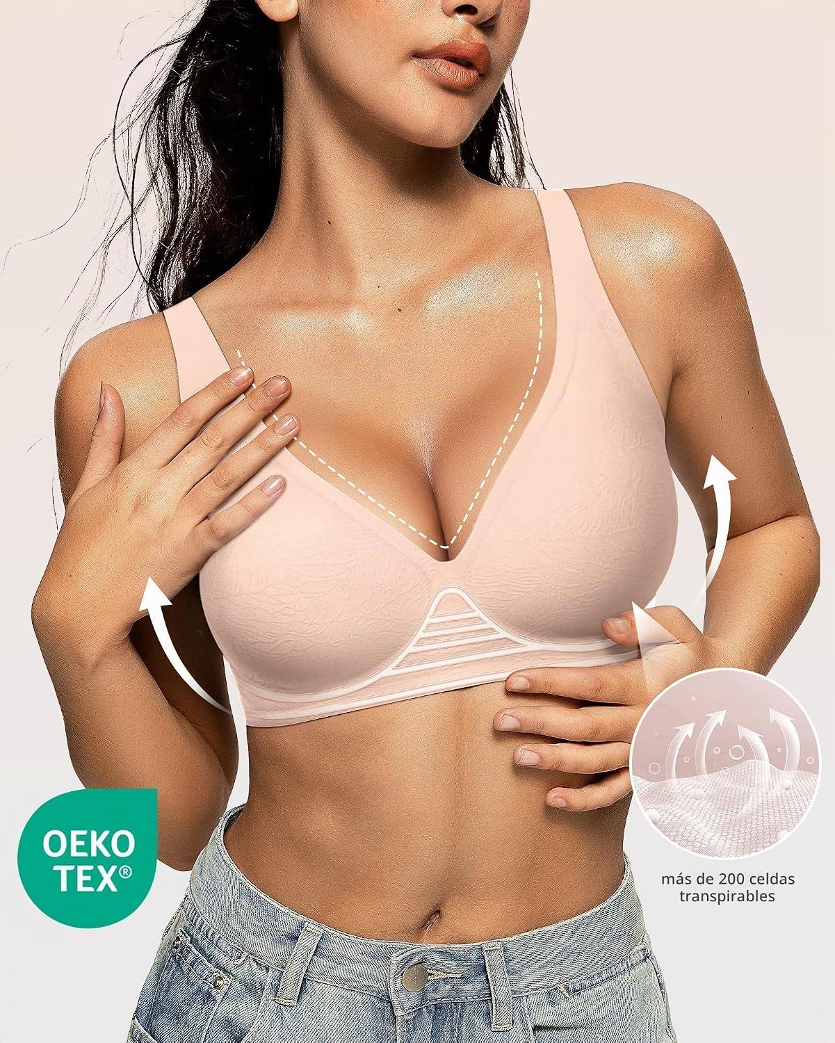 SOSTÉN OEAK JELLY WIRELESS DEEP V NUDE JACQUARD - 2