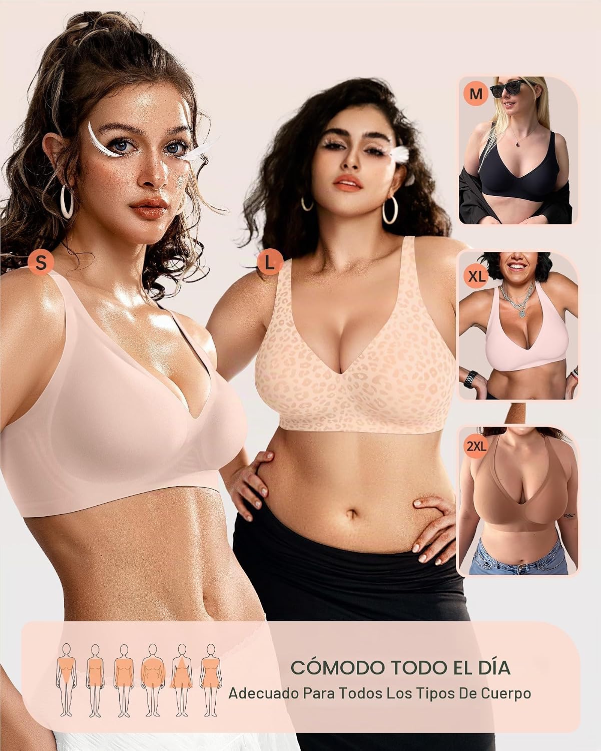 SOSTÉN OEAK JELLY SIN VARILLAS ESCOTE EN V PIEL LEOPARDO - 5