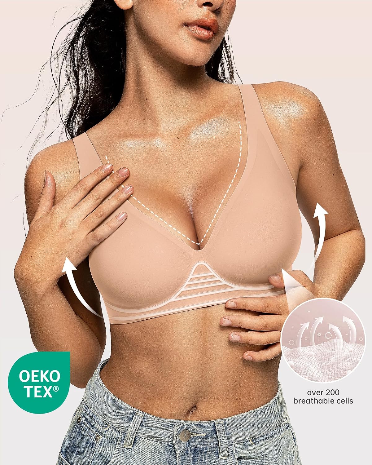 SOSTÉN OEAK JELLY WIRELESS DEEP V PUSH UP MODELO JESSCIA MIEL - 2