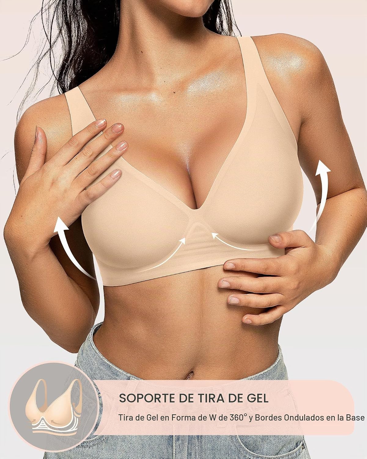 SOSTÉN OEAK JELLY WIRELESS CUELLO EN V BEIGE - 2