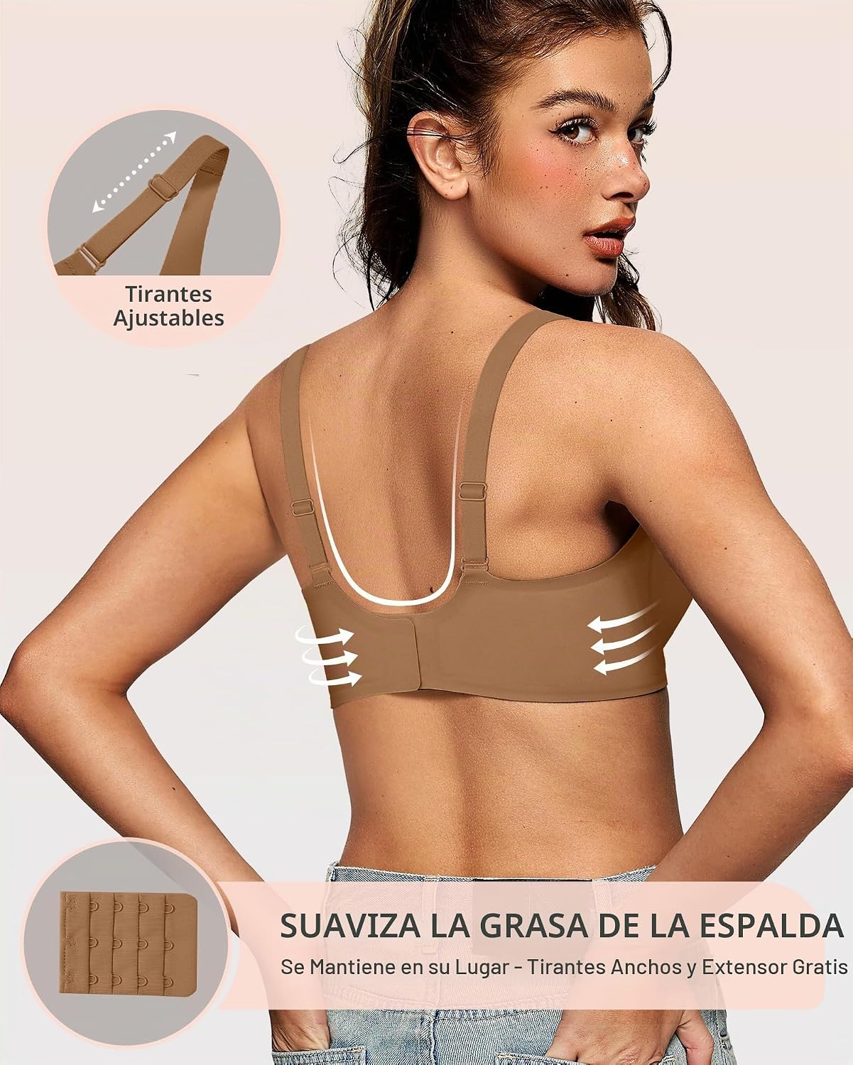 SOSTÉN OEAK JESSCIA SIN ARO ESCOTADO V PUSH UP BEIGE - 3