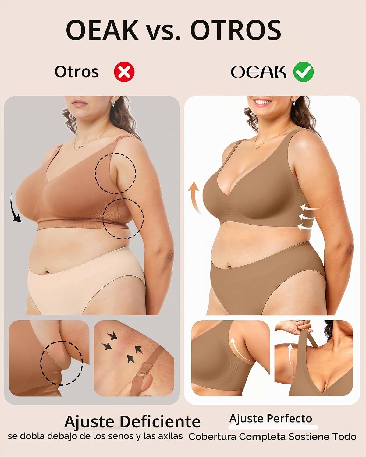 SOSTÉN OEAK JESSCIA SIN ARO ESCOTADO V PUSH UP BEIGE - 4