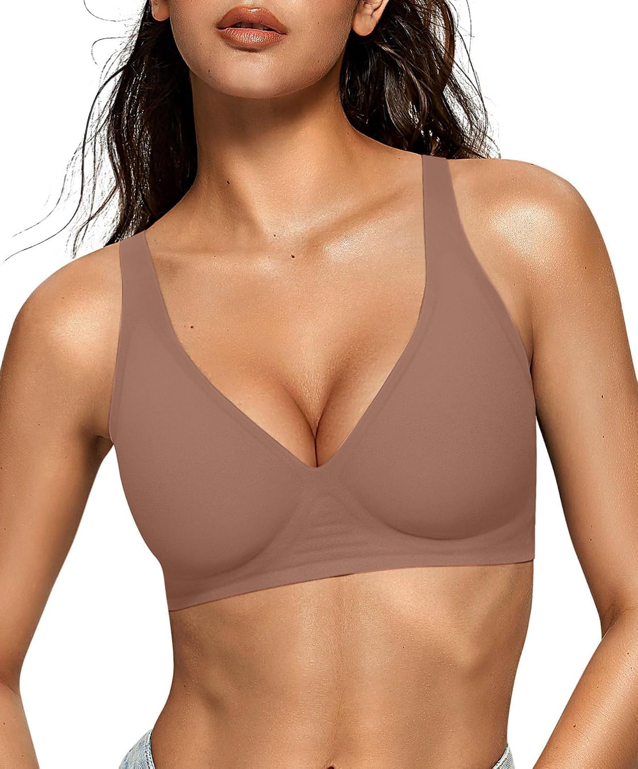 SOSTÉN OEAK JELLY WIRELESS PUSH UP CUELLO EN V CAFÉ - 1