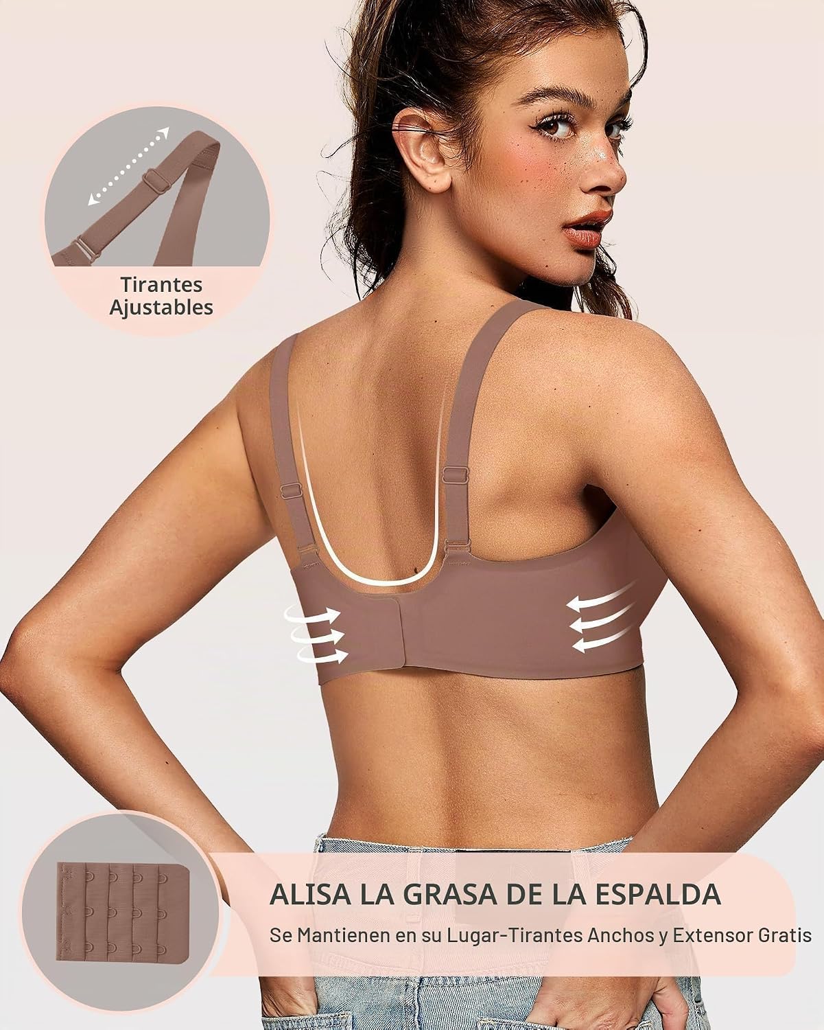 SOSTÉN OEAK JELLY WIRELESS PUSH UP CUELLO EN V CAFÉ - 3