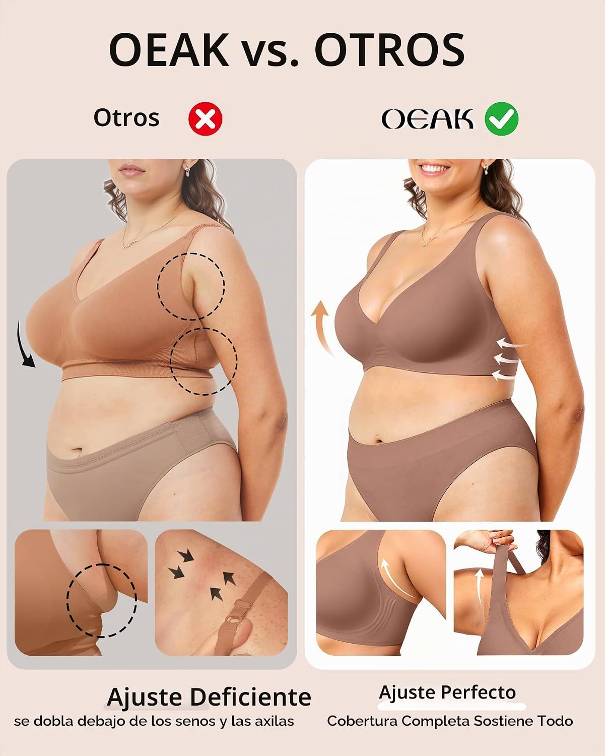 SOSTÉN OEAK JELLY WIRELESS PUSH UP CUELLO EN V CAFÉ - 4
