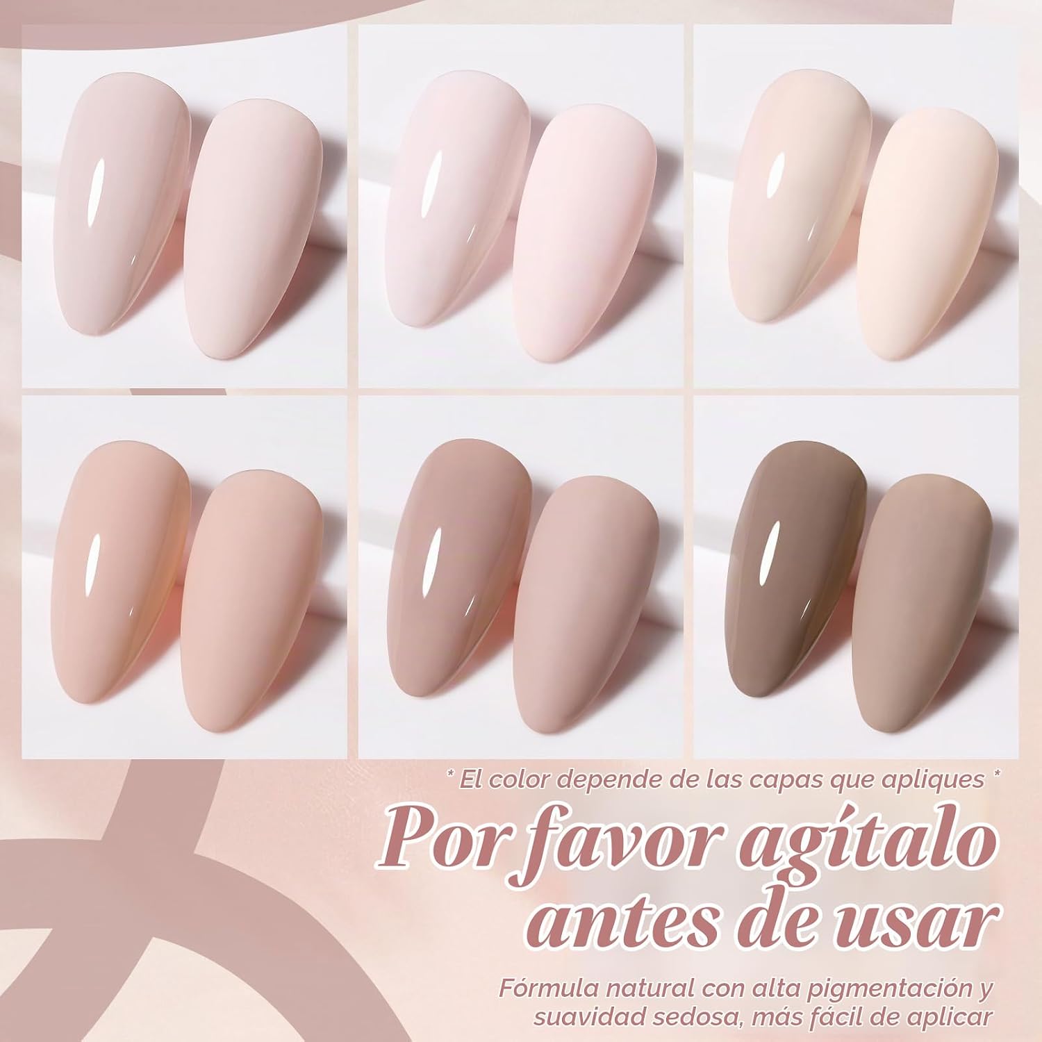 ESMALTE DE UÑAS GEL BORN PRETTY NUDE PINK TONOS NATURALES - 5