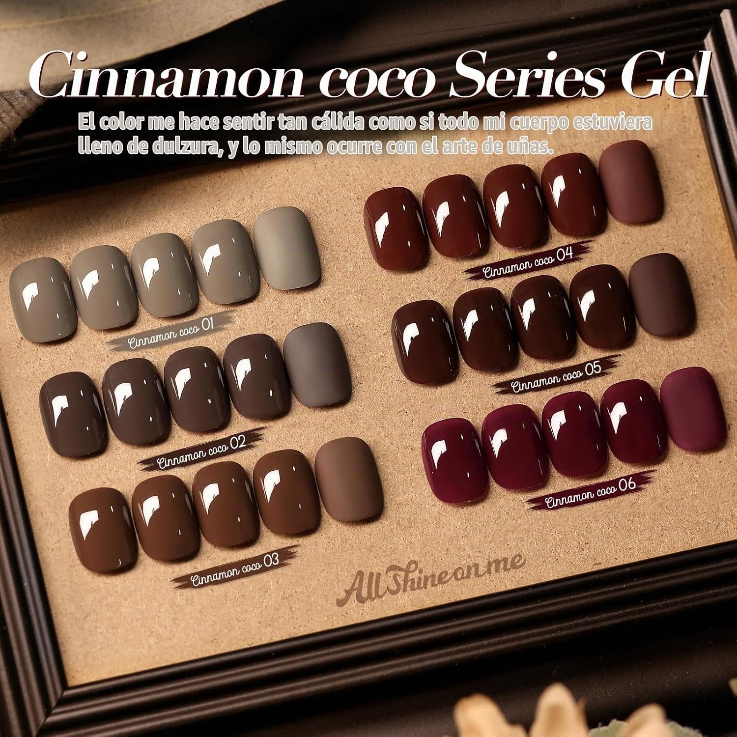 ESMALTE DE UÑAS GEL BORN PRETTY SET MARRÓN BURDEO VINO CARAMELO 6 BOTELLAS - 2