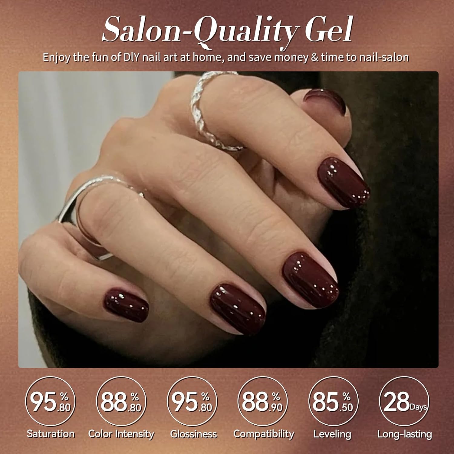 ESMALTE DE UÑAS GEL BORN PRETTY SET MARRÓN BURDEO VINO CARAMELO 6 BOTELLAS - 4
