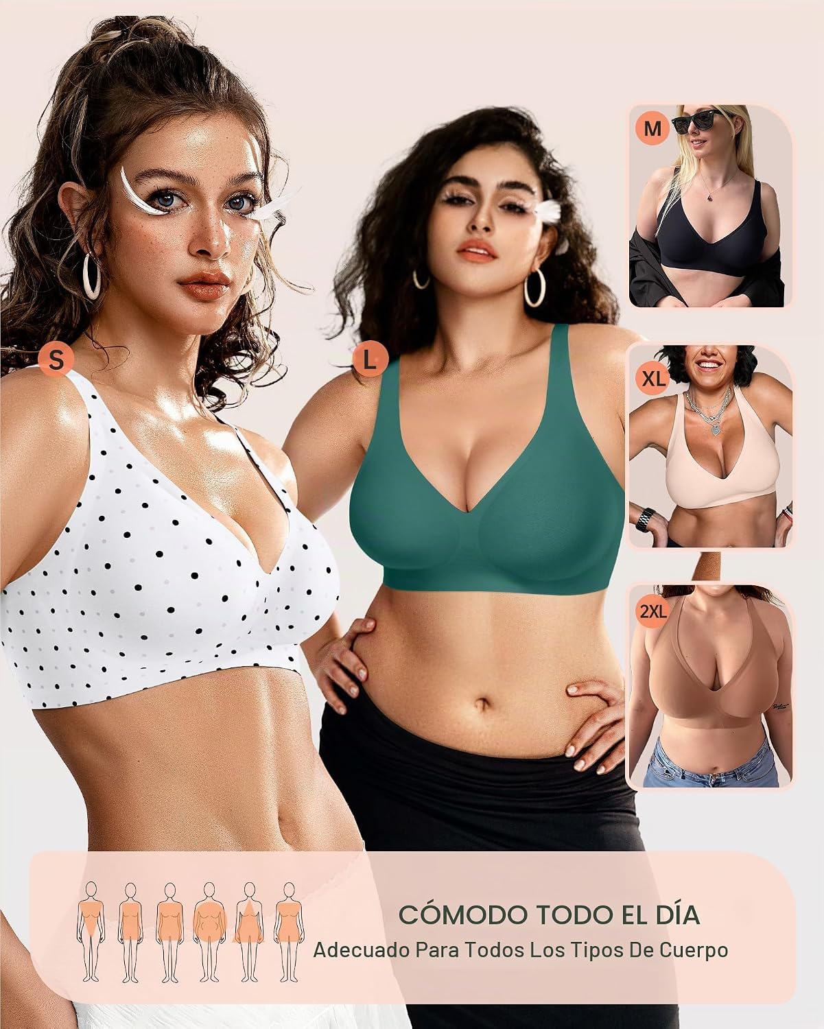 SOSTÉN OEAK JELLY SIN ARO ESCOTADO PUSH UP BLANCO CON LUNARES - 5