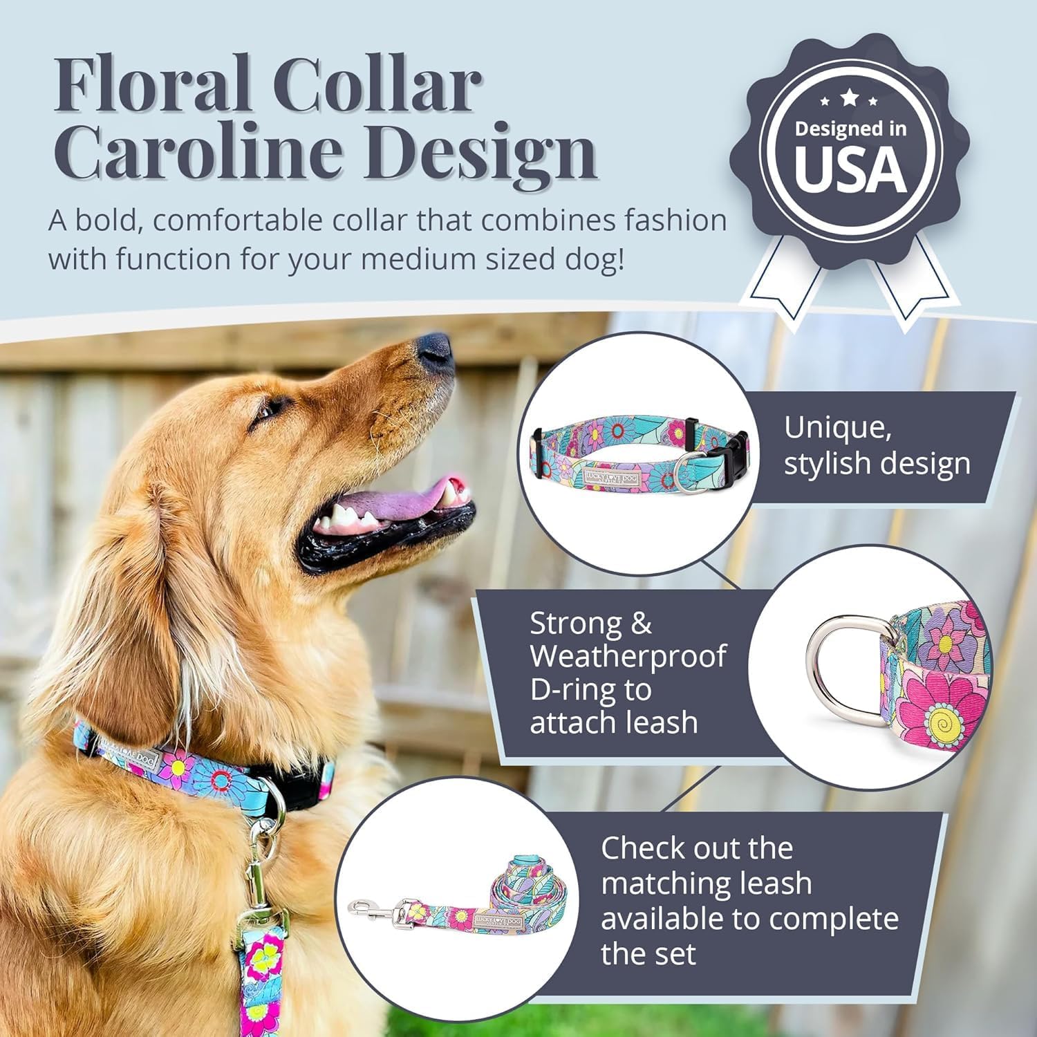COLLAR LUCKY LOVE DOG CAROLINE PARA CACHORROS Y PERROS PEQUEÑOS TALLA XS - 2