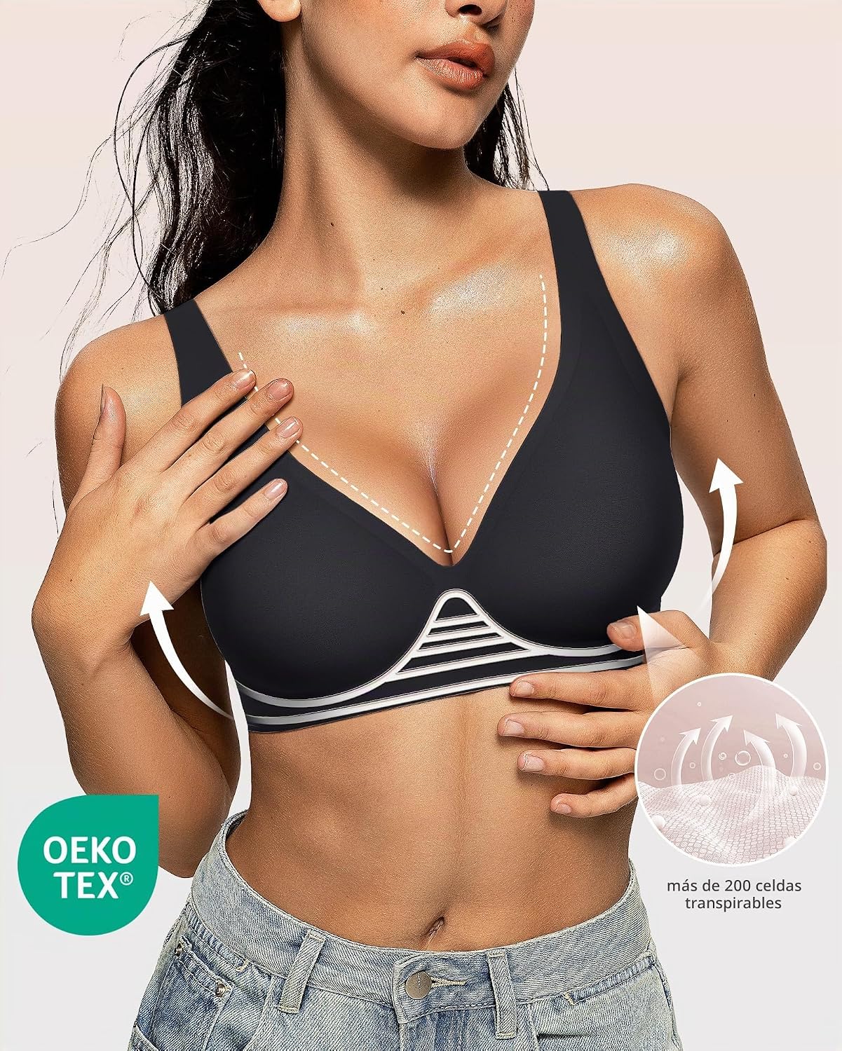 SOSTÉN OEAK JELLY WIRELESS DEEP V NEGRO CARBÓN - 2